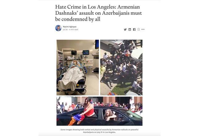 Medium publishes article on Armenian violence against Azerbaijani community in LA