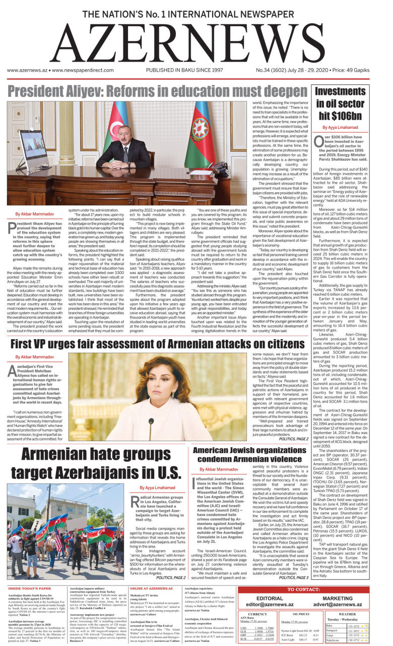 AZERNEWS releases another print issue