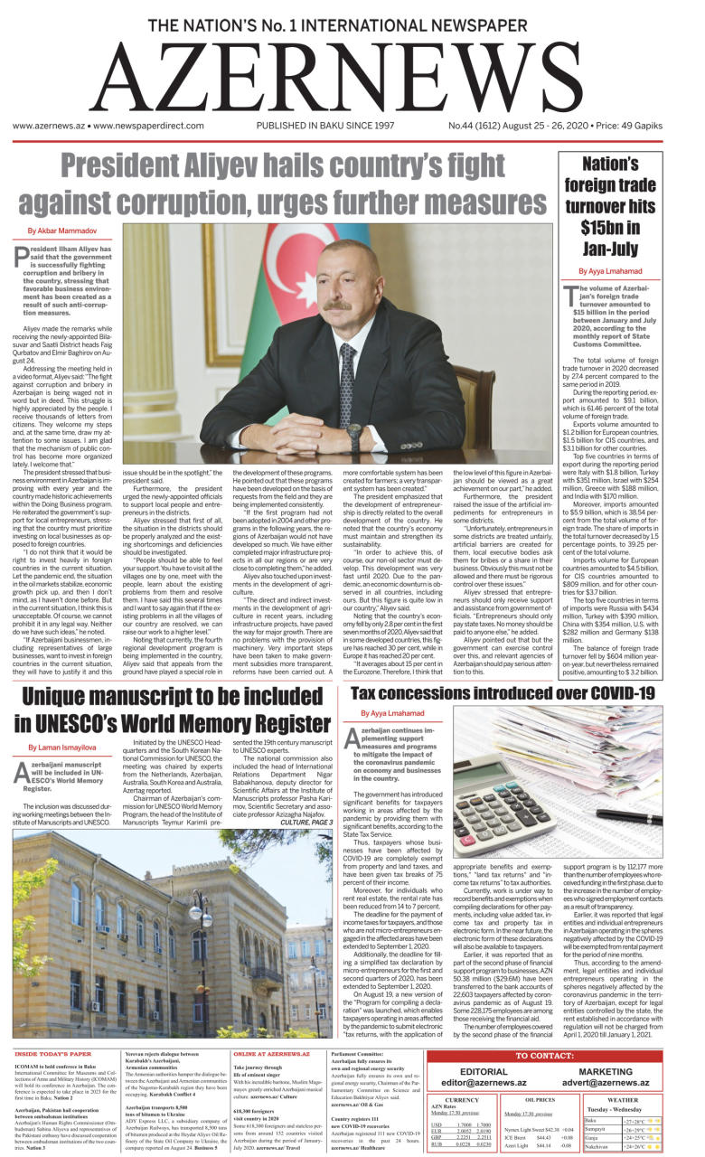 AZERNEWS releases another print issue