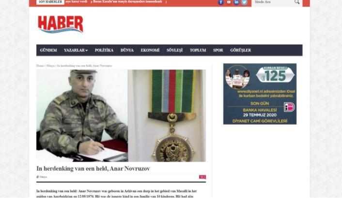 Dutch media highlights heroism of Azerbaijani army officer killed in recent Armenian provocation