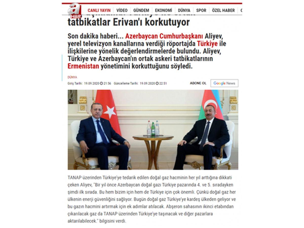 Azerbaijani president’s interview to local TV channels in spotlight of foreign media