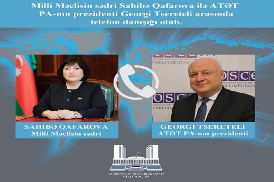Phone talk held between speaker of Azerbaijan's Parliament, OSCE PA president
