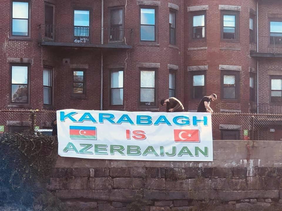 "Karabakh is Azerbaijan!" poster put up in Boston