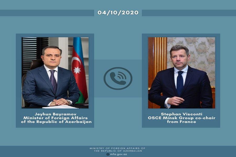 Azerbaijani Foreign Minister holds phone conversation with OSCE Minsk Group Co-Chair from France