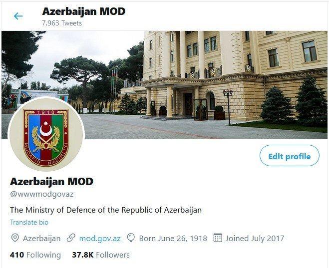 Fake Twitter account of Azerbaijani Defense Ministry exposed