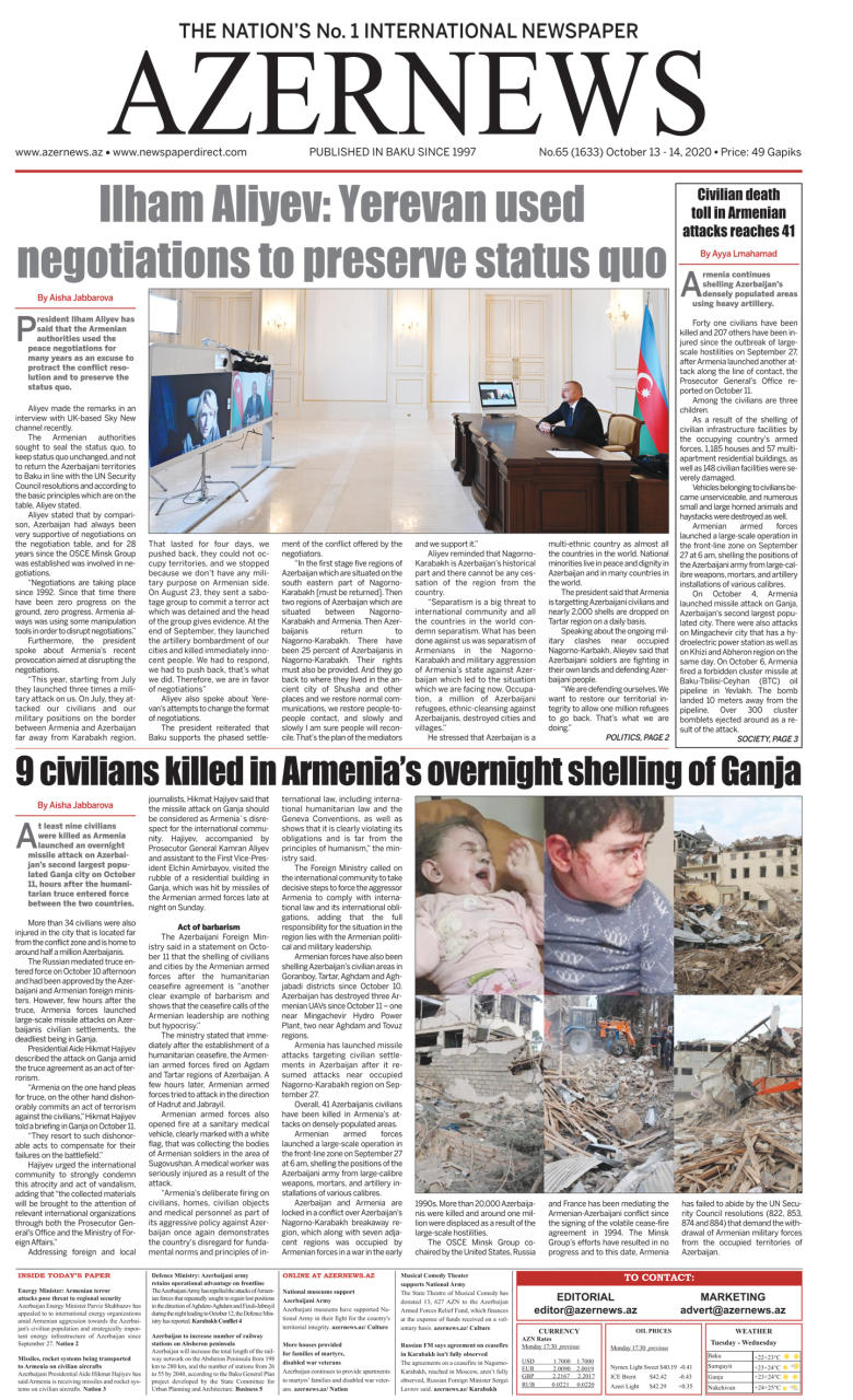 AZERNEWS releases another print issue