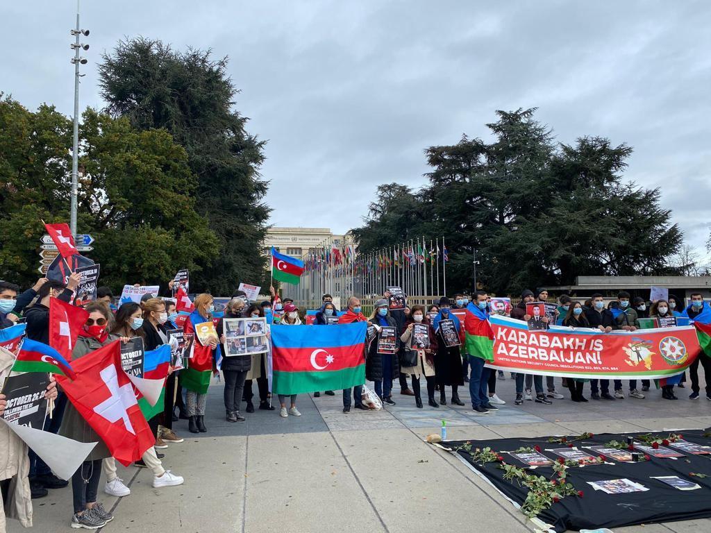 Azerbaijani Community in Geneva organizes protests against terrorist acts of Armenia [PHOTO]