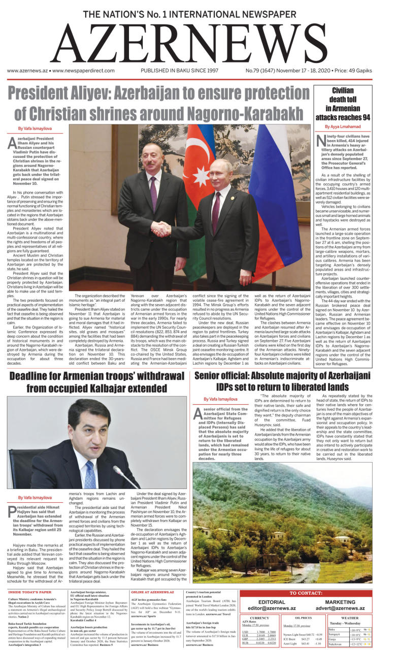 AZERNEWS releases another print issue