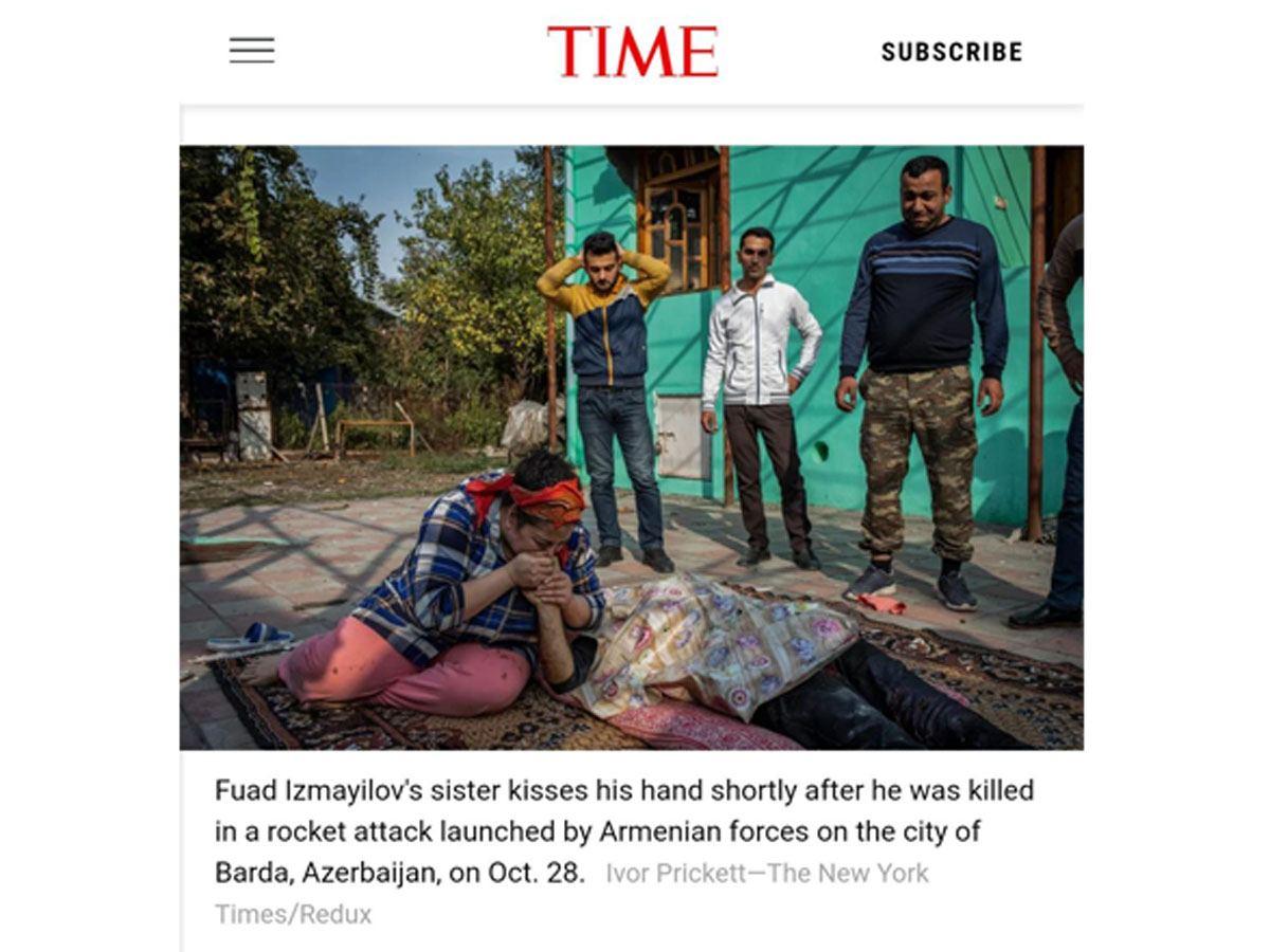 Photo of Armenia's missile attack on Barda in US Time Magazine's top 100 photos