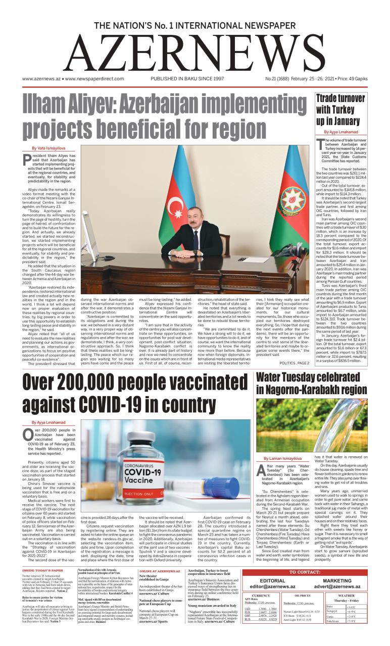 AZERNEWS releases another print issue