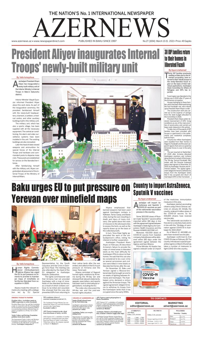 AZERNEWS releases another print issue