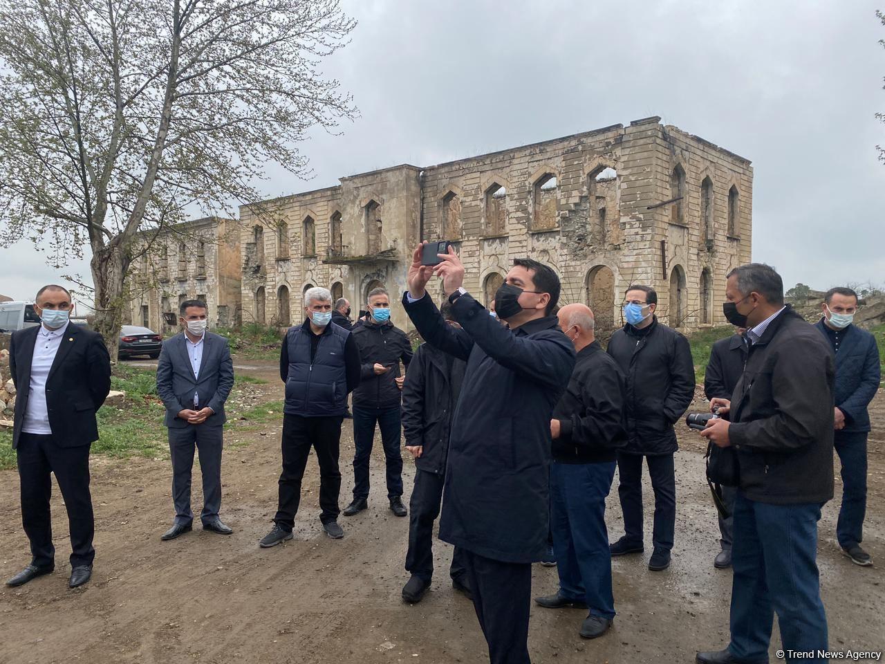 Turkic Council delegation members review Armenian-destroyed Aghdam Drama Theatre building