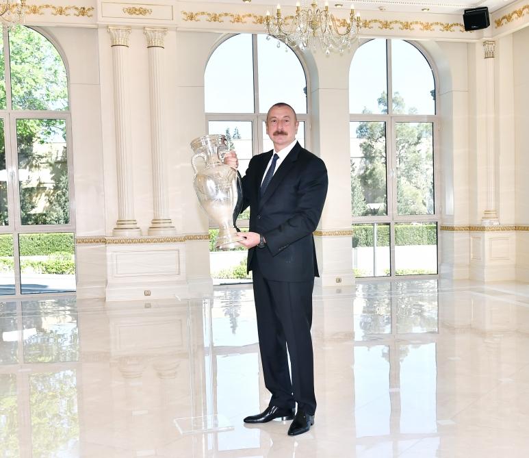 President Aliyev presents EURO 2020 Trophy