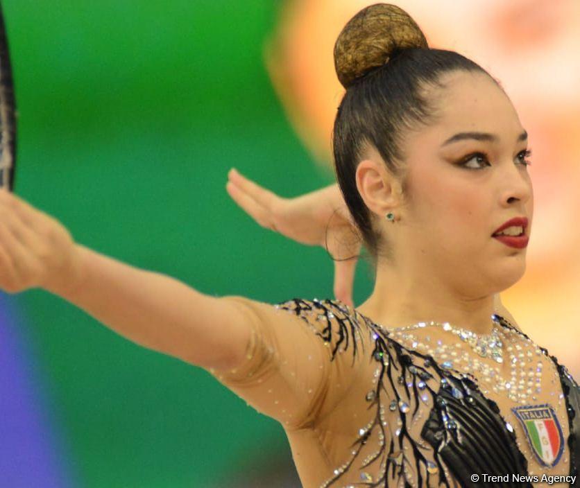 Italian gymnast grabs gold in exercise with ball at Rhythmic Gymnastics World Cup in Baku