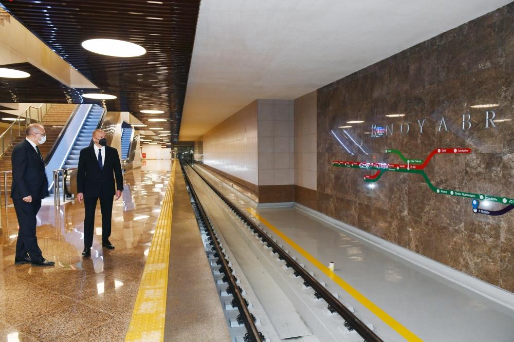President Ilham Aliyev views conditions created at 'November 8' subway station [PHOTO]
