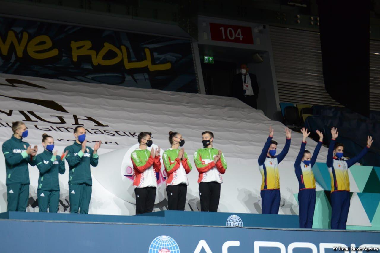 Baku holds ceremony of awarding winners of World Cup in aerobics among trios and in individual program for women [PHOTO]