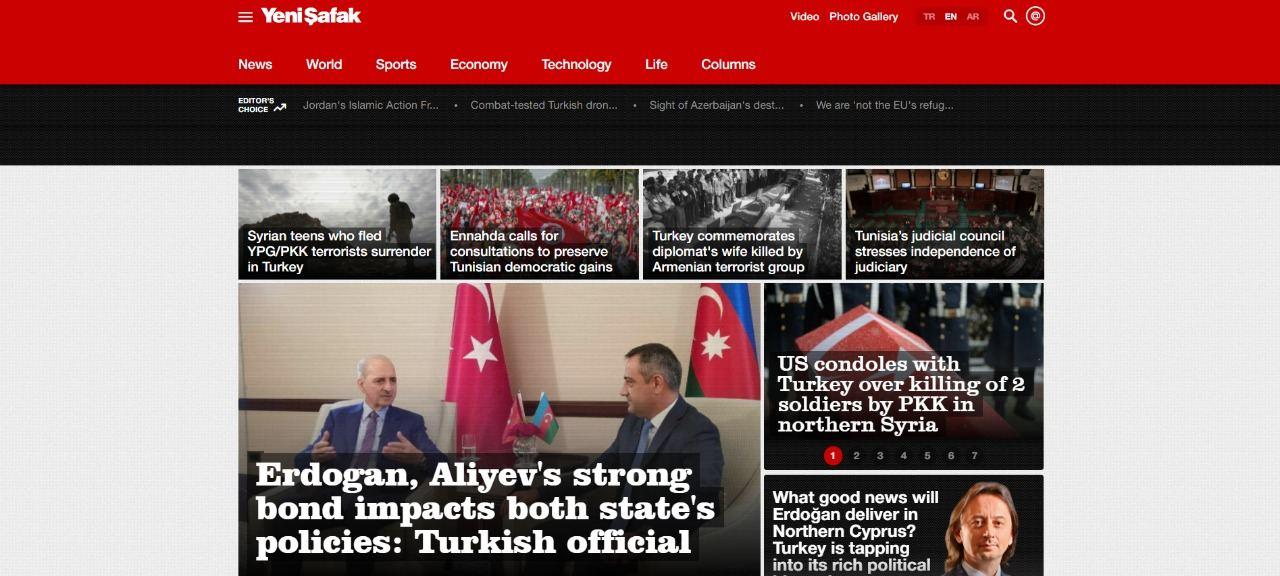 Turkish Yenisafak online newspaper starts publishing articles of Trend News Agency in English [PHOTO]