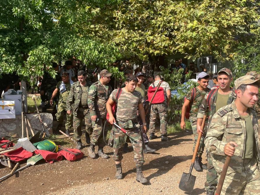 Azerbaijani firefighters extinguishing fires near Turkey’s Marmaris city