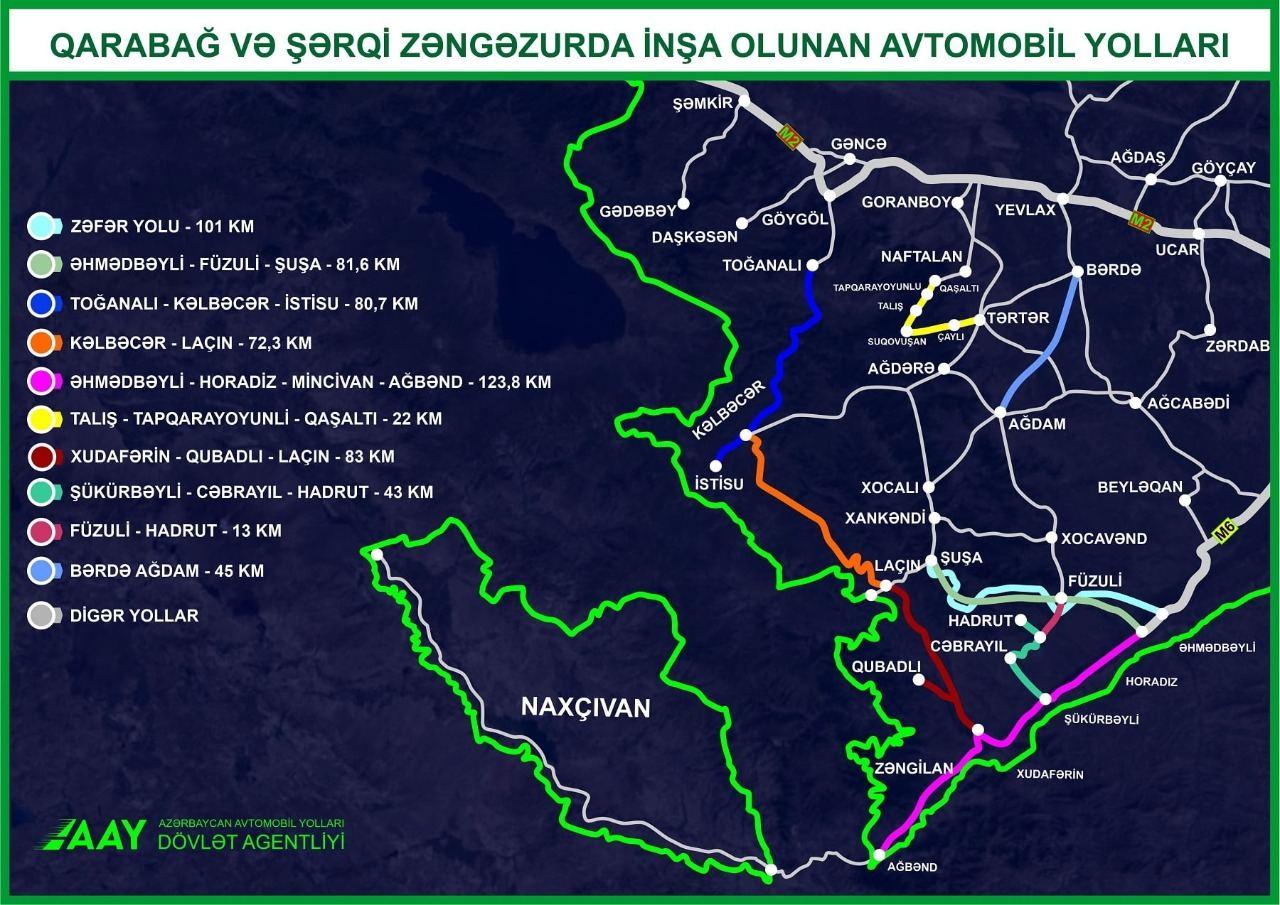 Azerbaijani state agency talks roads under construction in Karabakh, East Zangezur