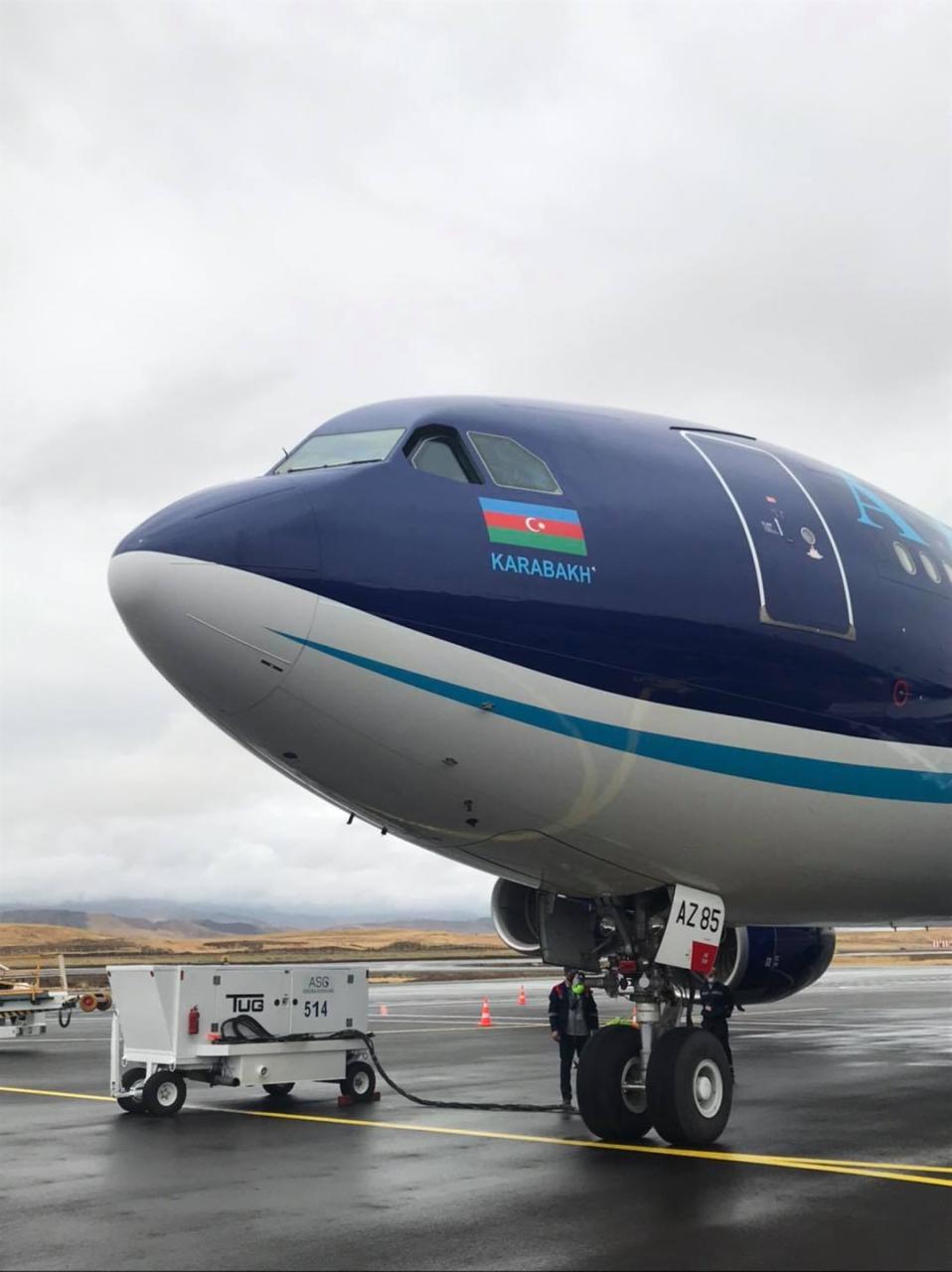 Azerbaijan Airlines' Karabakh aircraft lands at Fuzuli Airport - Gallery Image