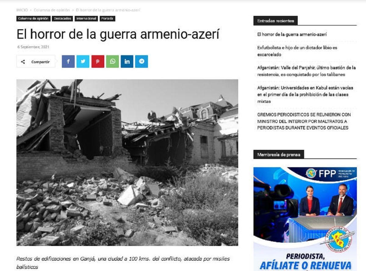 Peruvian media highlights Armenia's atrocities on previously occupied Azerbaijani territories [PHOTO] - Gallery Image