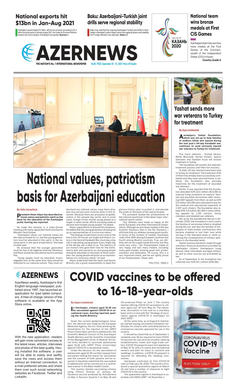 AZERNEWS releases another print issue