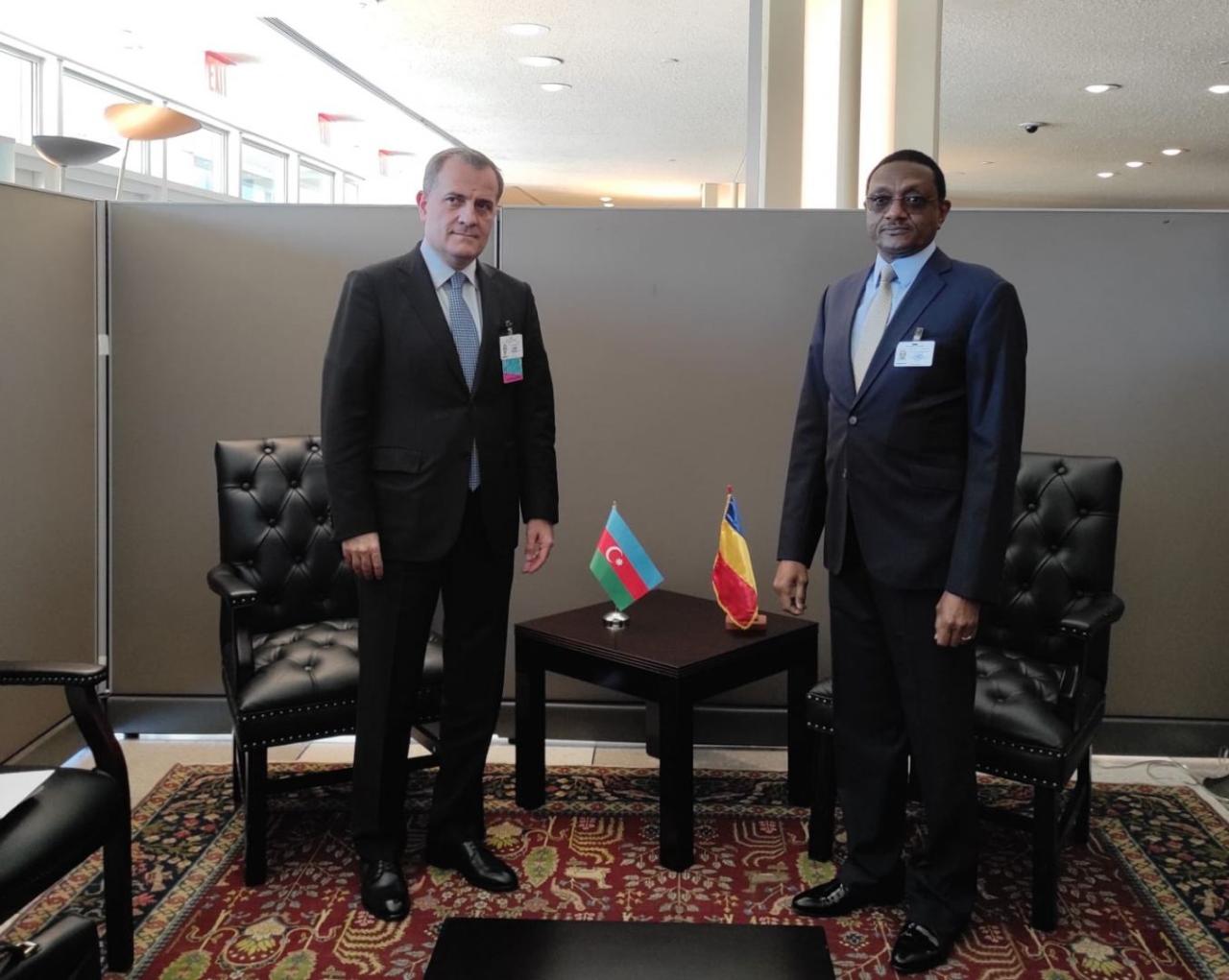 Azerbaijani FM meets with colleagues from Chad and Venezuela (PHOTO)