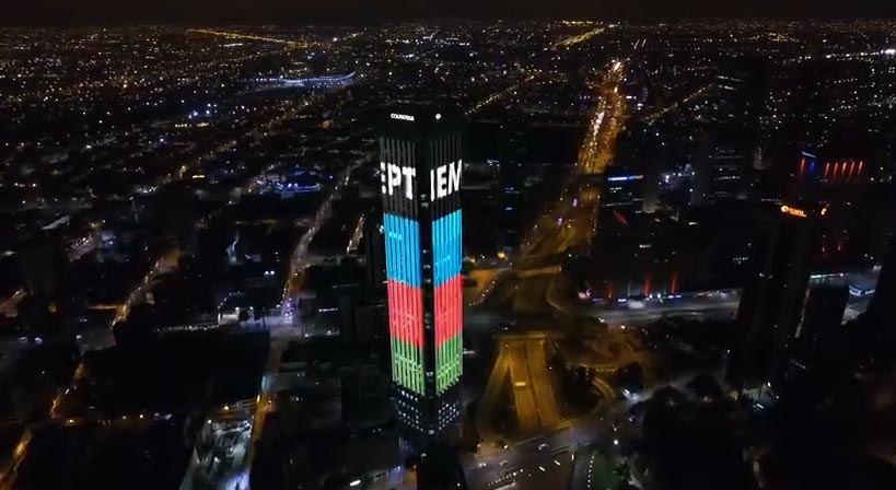 Columbia illuminates Azerbaijani flag on Colpatria Tower on occasion of Remembrance Day [VIDEO]