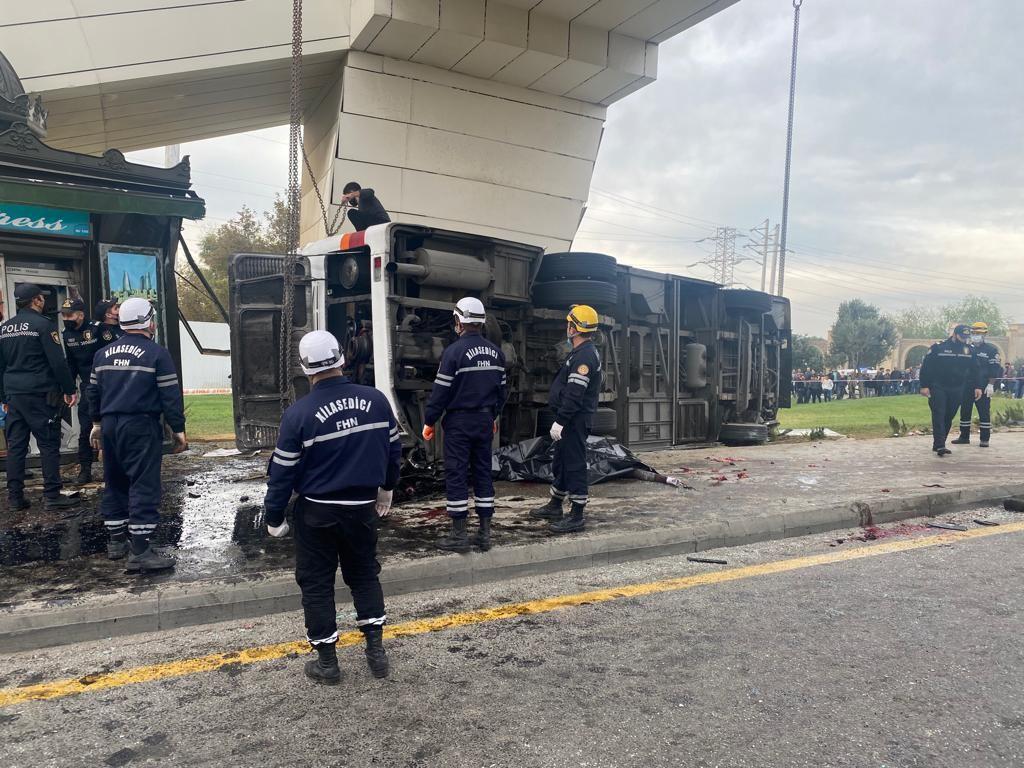 Truck collides with passenger bus in Baku