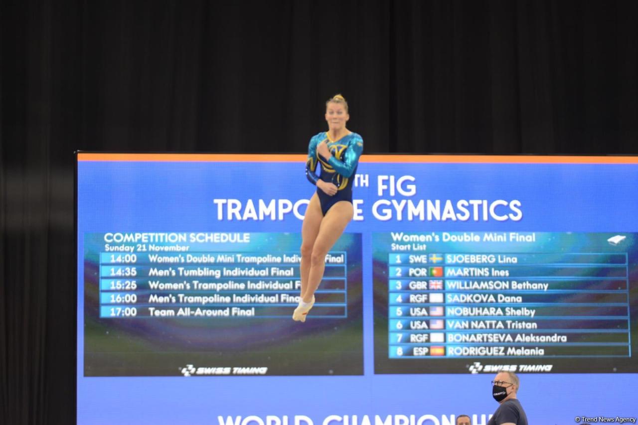 Swedish gymnast ranks first in double mini-trampoline at 35th FIG World Championships in Baku