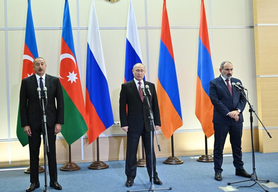 Azerbaijani, Russian, Armenian leaders make press statements [PHOTO/VIDEO]
