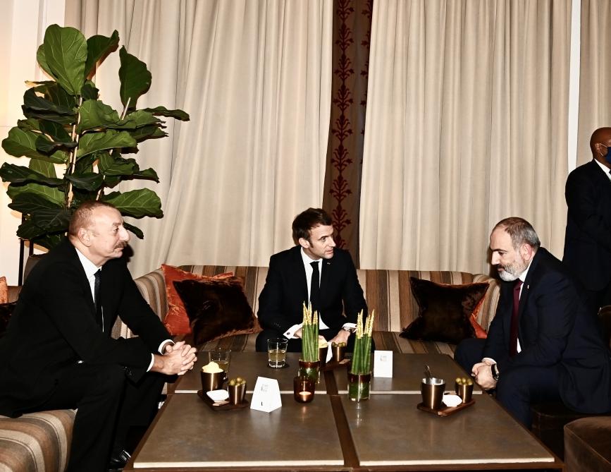 Azerbaijani, Armenian, French leaders meet in Brussels [PHOTO]
