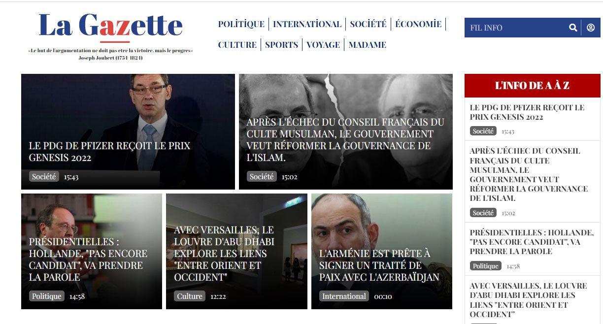 French Lagazetteaz.fr online newspaper renews interface