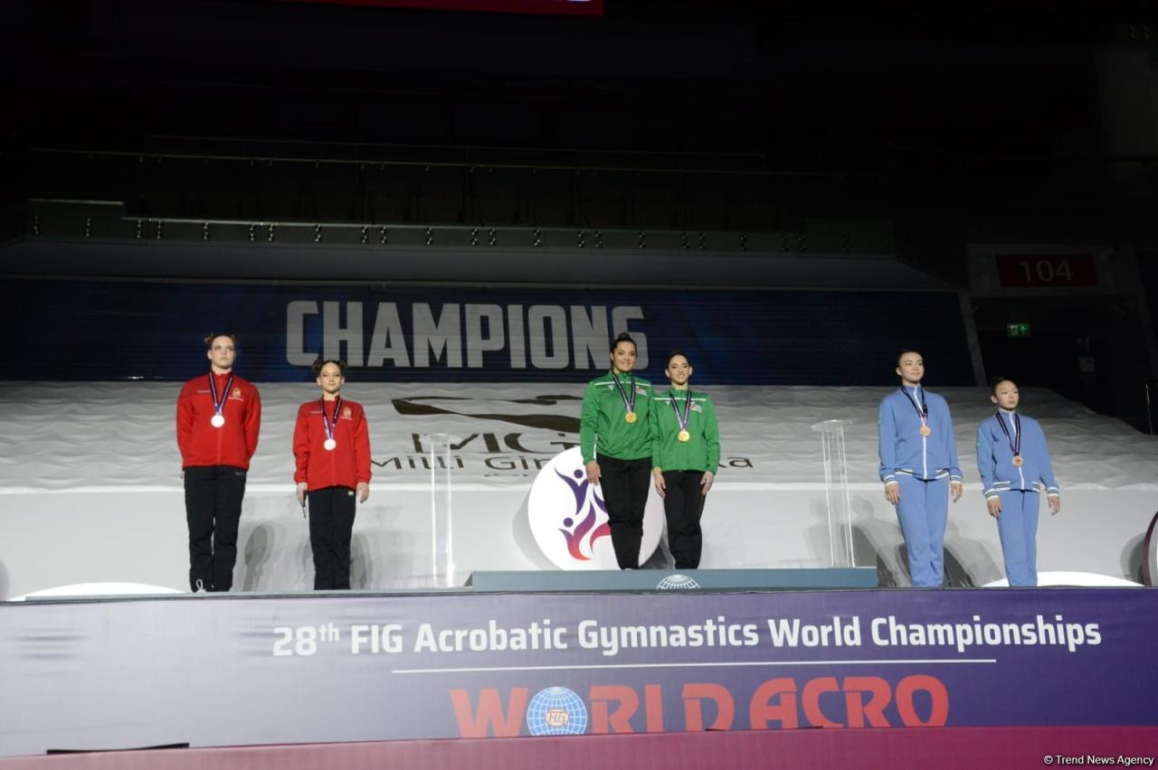 Award ceremony among women's and men's pairs takes place at 28th FIG Acrobatic Gymnastics World Championships in Baku [PHOTO]