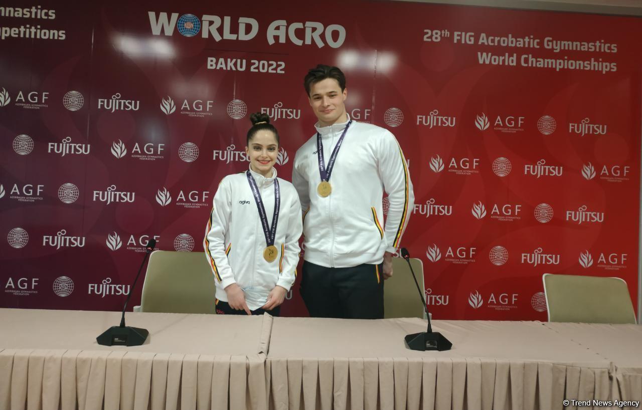 Happy to win three medals at World Championships in Baku - gold medalists from Belgium