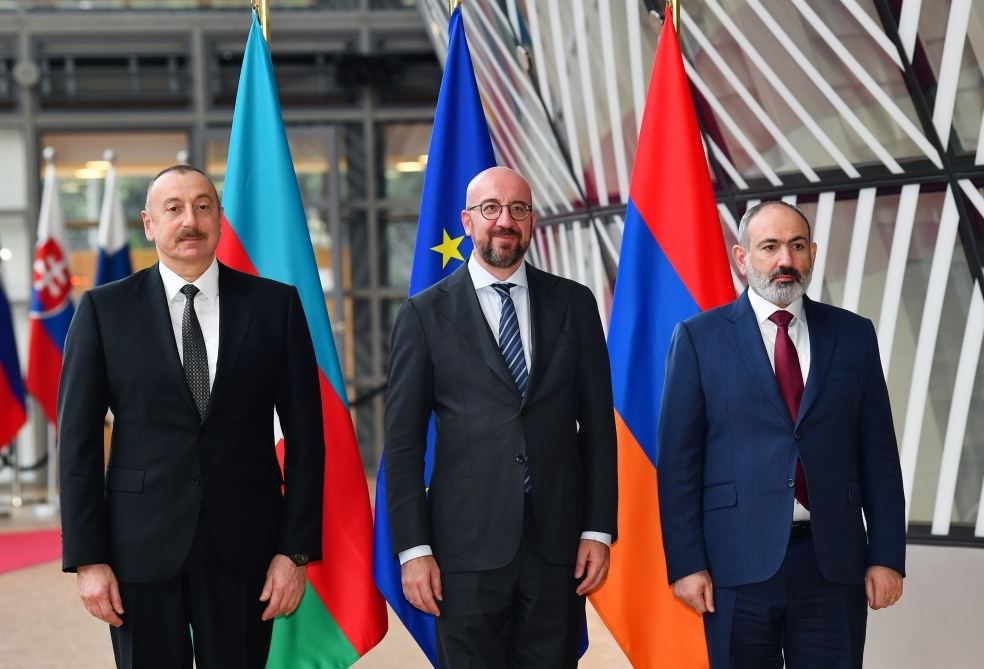 President Ilham Aliyev holding meeting with EC President, Armenian PM in Brussels [PHOTO]