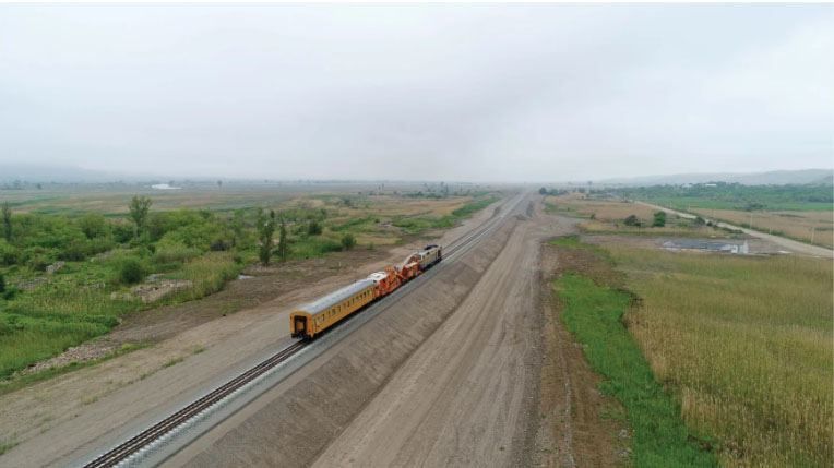 Azerbaijan talks rapidly ongoing work under second stage of Horadiz-Aghband railway construction [PHOTO/VIDEO]