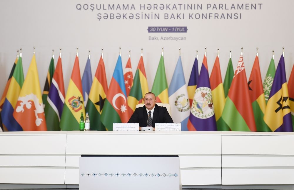 Azerbaijani president addressing Baku conference of Non-Aligned Movement's Parliamentary Network [UPDATE] - Gallery Image
