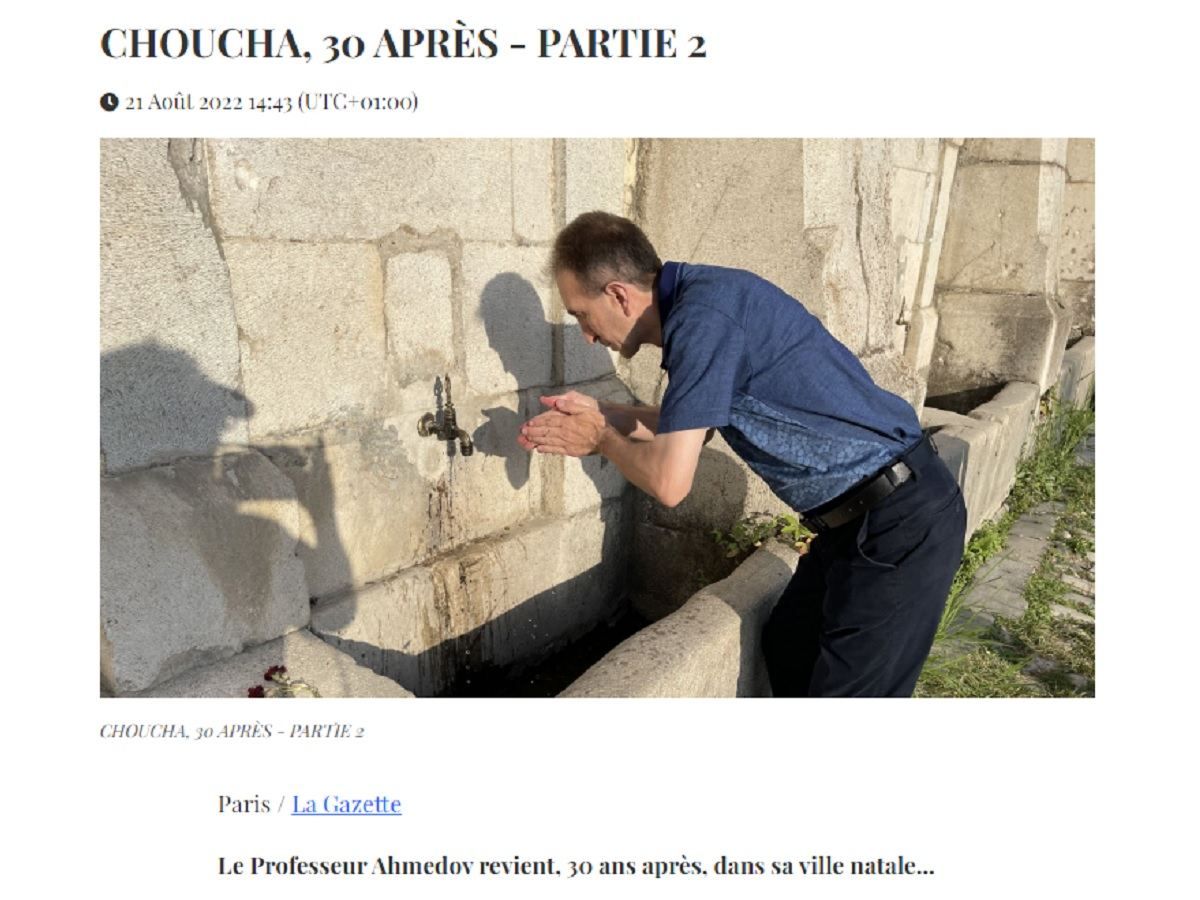 French online newspaper publishes article "Shusha, 30 years later"