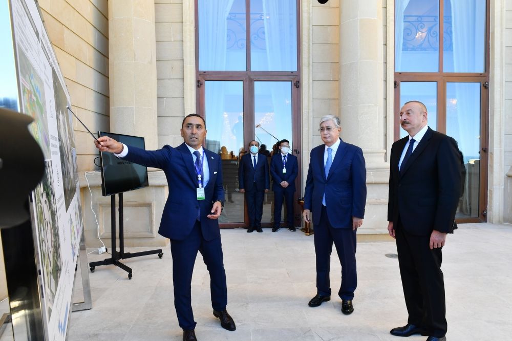 Azerbaijani, Kazakh presidents view project to be built for children in Fuzuli [UPDATE]