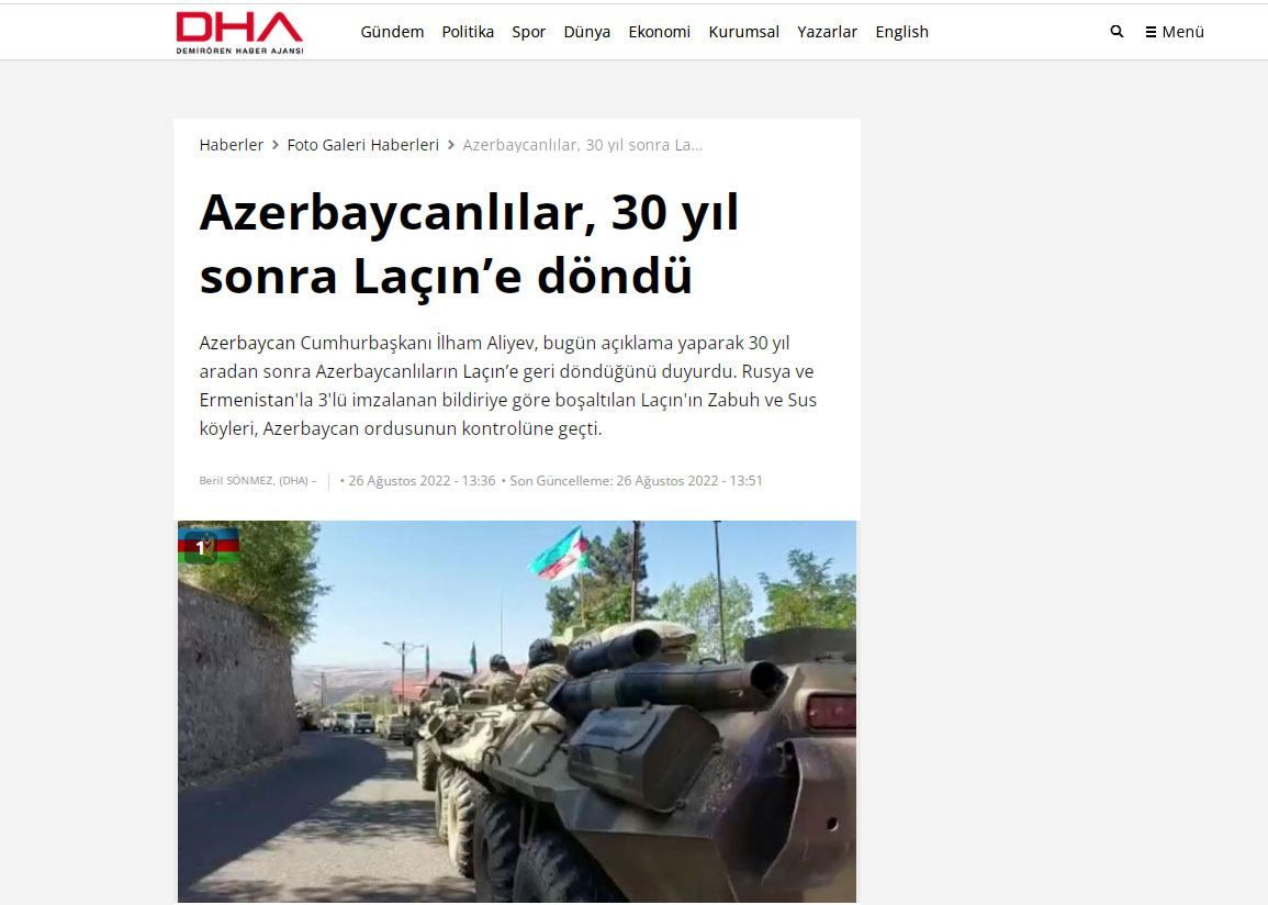Azerbaijanis return to Lachin after 30 years - Turkish Demirören News Agency
