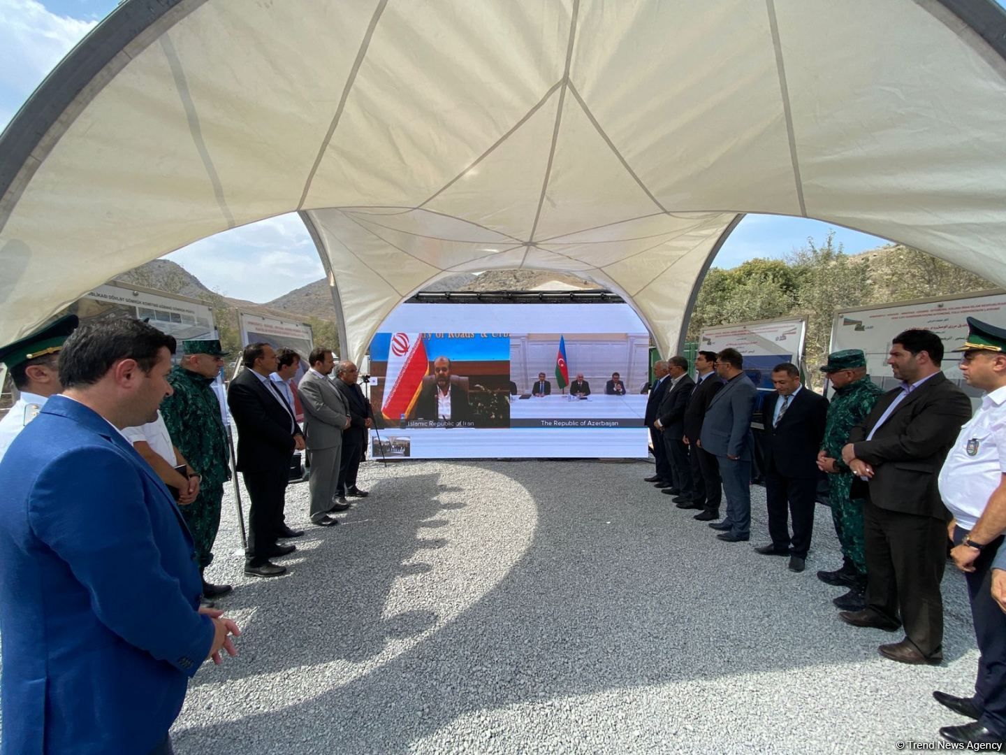 Azerbaijani, Iranian officials attend Aghband highway bridge ceremony [PHOTO]