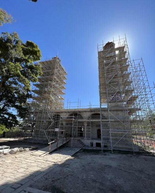 President Ilham Aliyev and First Lady Mehriban Aliyeva visit Yukhari Govharagha Mosque in Shusha and view reconstruction and restoration work underway here [UPDATE] - Gallery Image