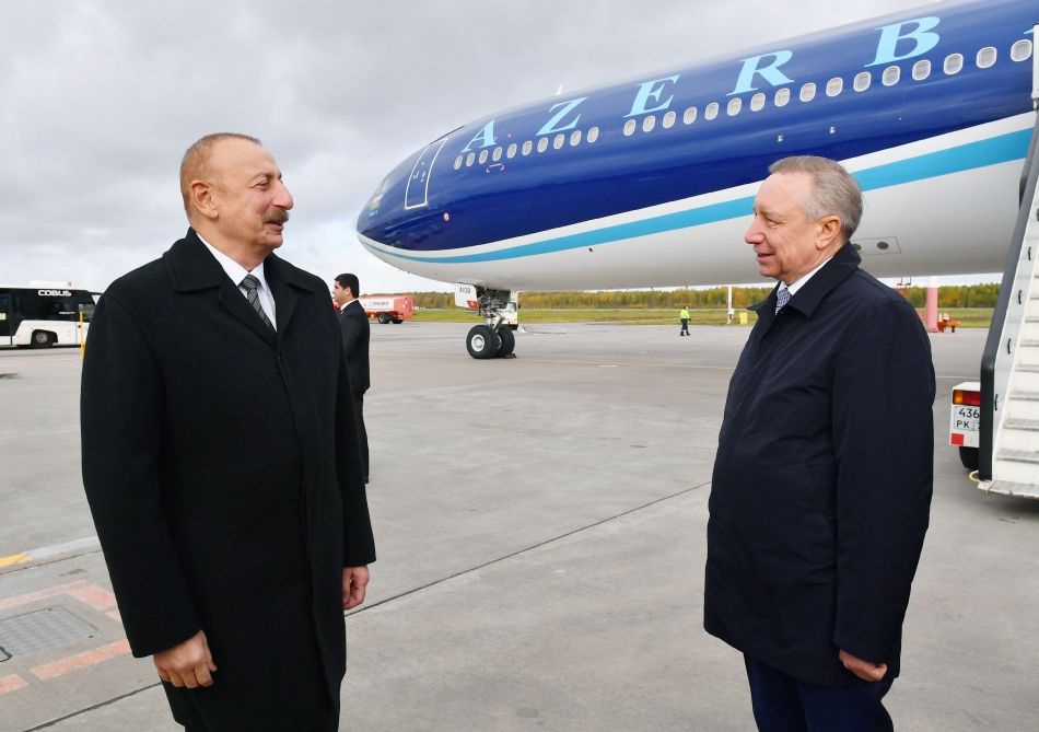 President Ilham Aliyev arrives in Saint Petersburg for working visit [PHOTO] - Gallery Image