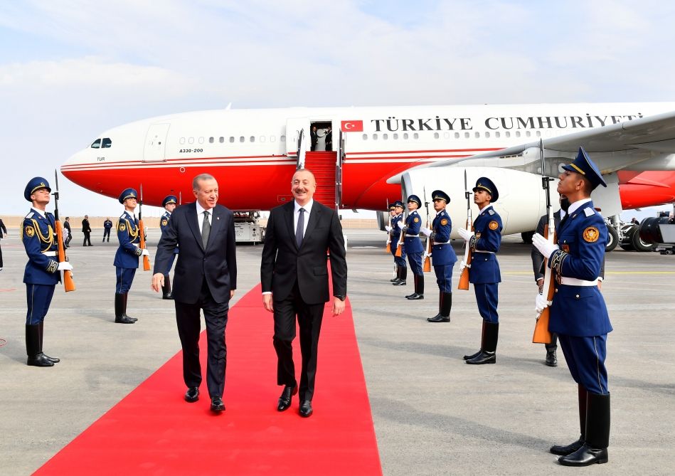 Turkish leader arrives at Zangilan Int'l airport for inauguration ceremony [PHOTO/VIDEO]