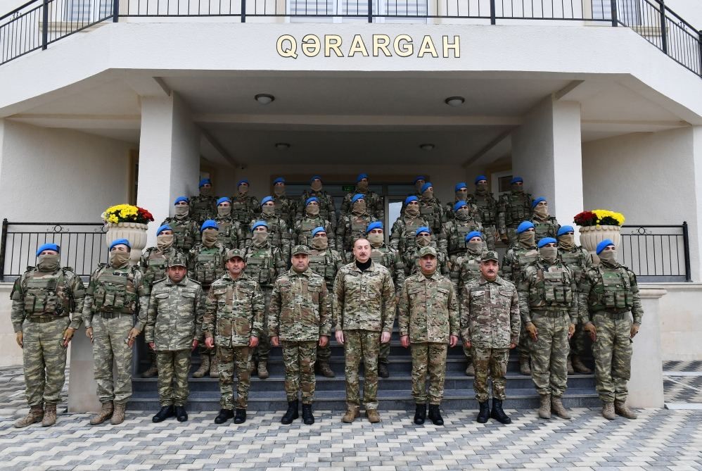 President Ilham Aliyev views conditions created at newly commissioned military unit of Defense Ministry in Fuzuli district [PHOTO]