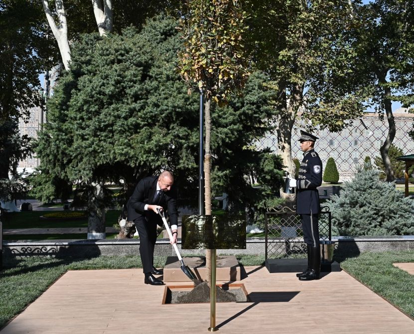 Azerbaijani President Ilham Aliyev participates in tree planting ceremony in Samarkand [PHOTO/VIDEO]