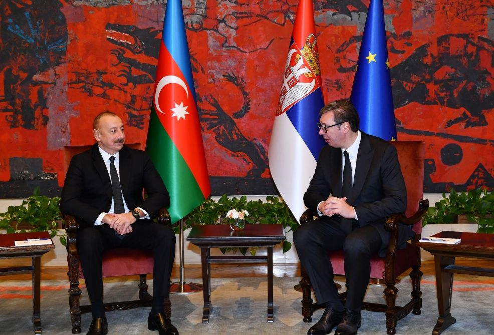 President Ilham Aliyev, Serbian President Aleksandar Vucic hold one-on-one meeting [PHOTO/VIDEO]