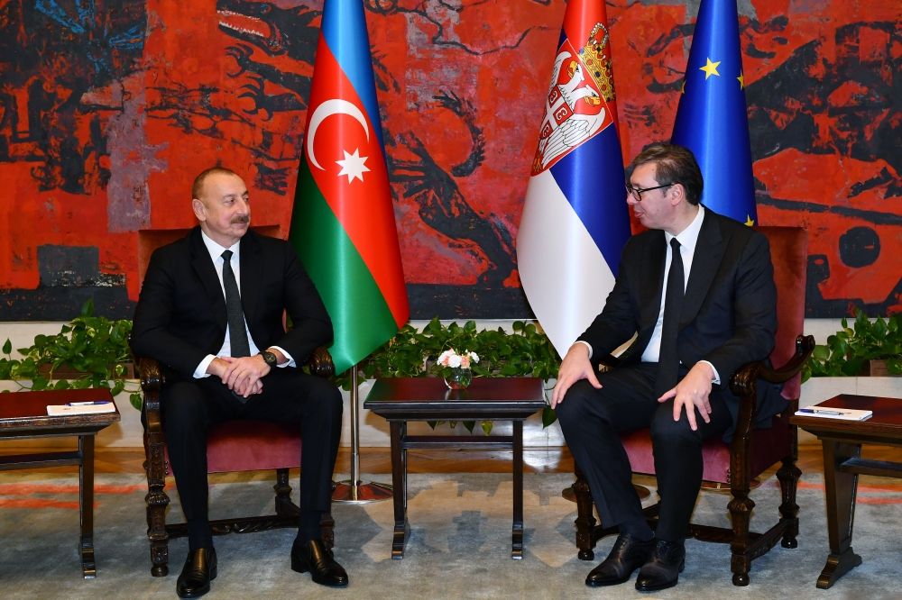 President Ilham Aliyev, Serbian President Aleksandar Vucic hold one-on-one meeting [PHOTO/VIDEO] - Gallery Image