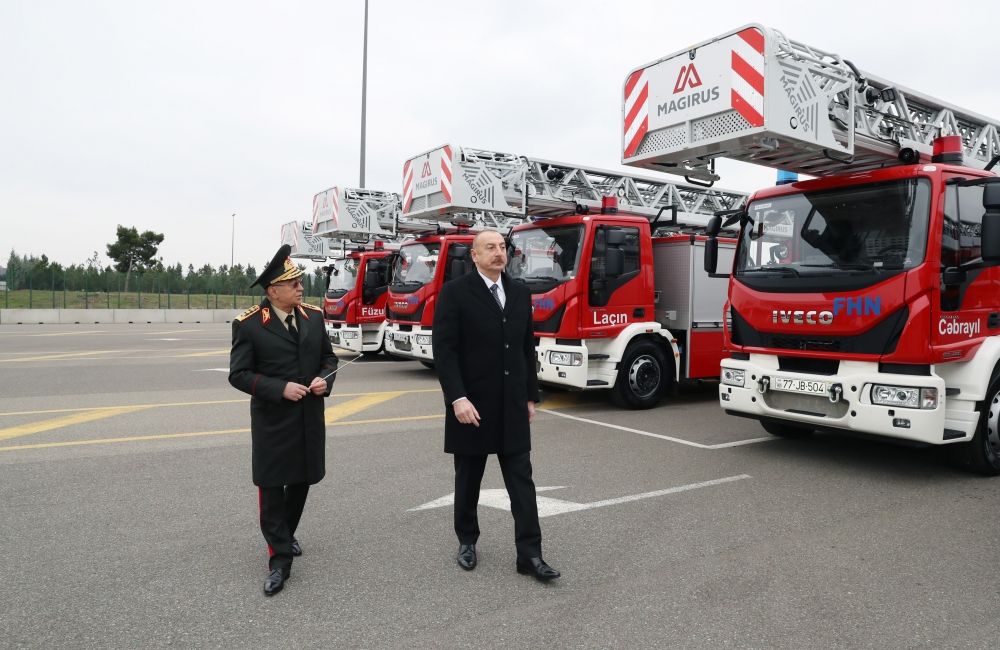 President Ilham Aliyev views newly purchased special purpose equipment and ambulances [UPDATE] - Gallery Image